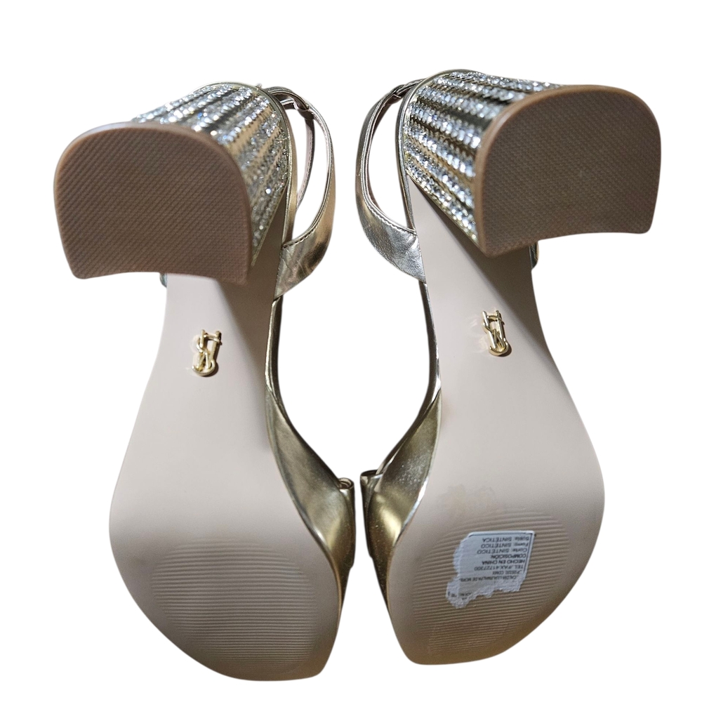STEVE MADDEN - Lasher Embellished Chunky Heeled Sandals - Picture 6 of 7